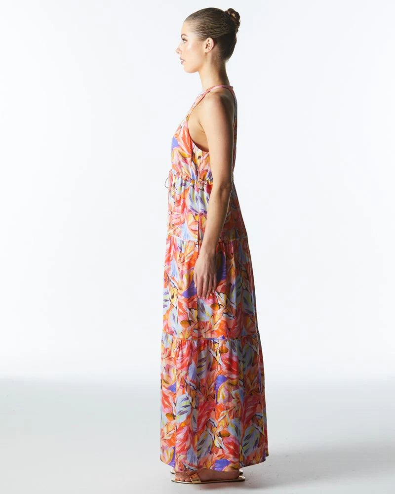 Fate & Becker - Midsummer Halter Maxi Dress - Sunset Palm