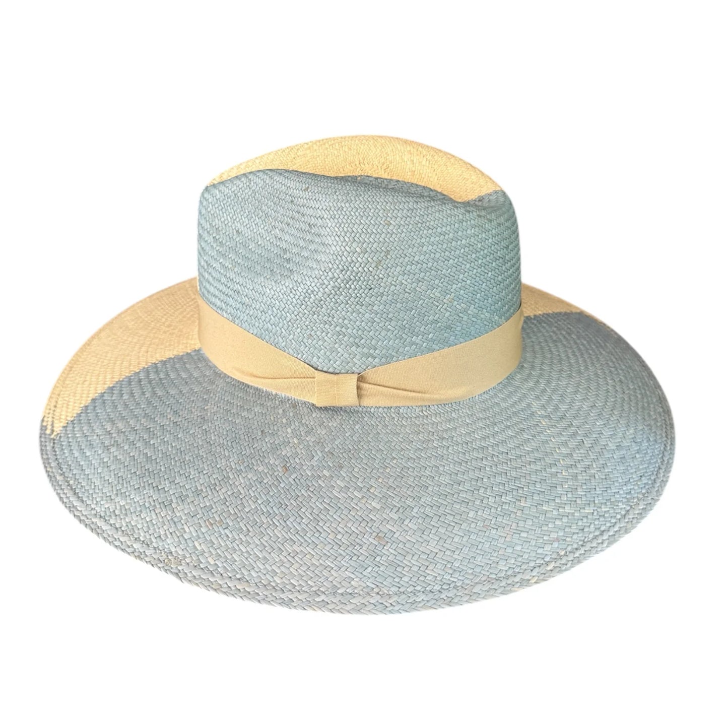 L'ora D'oro - Tarnee Panama Hat - Baby Blue / Natural Bi Colour