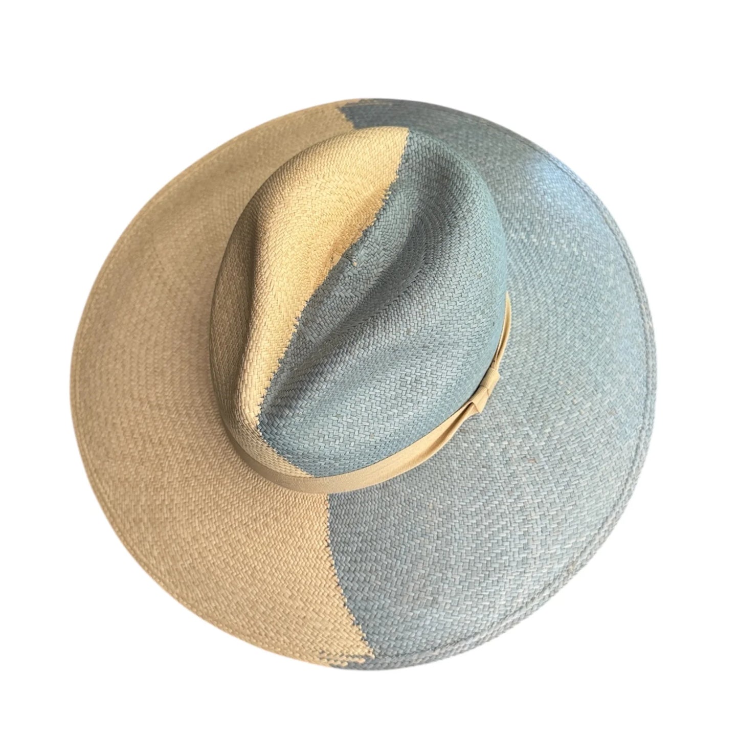 L'ora D'oro - Tarnee Panama Hat - Baby Blue / Natural Bi Colour