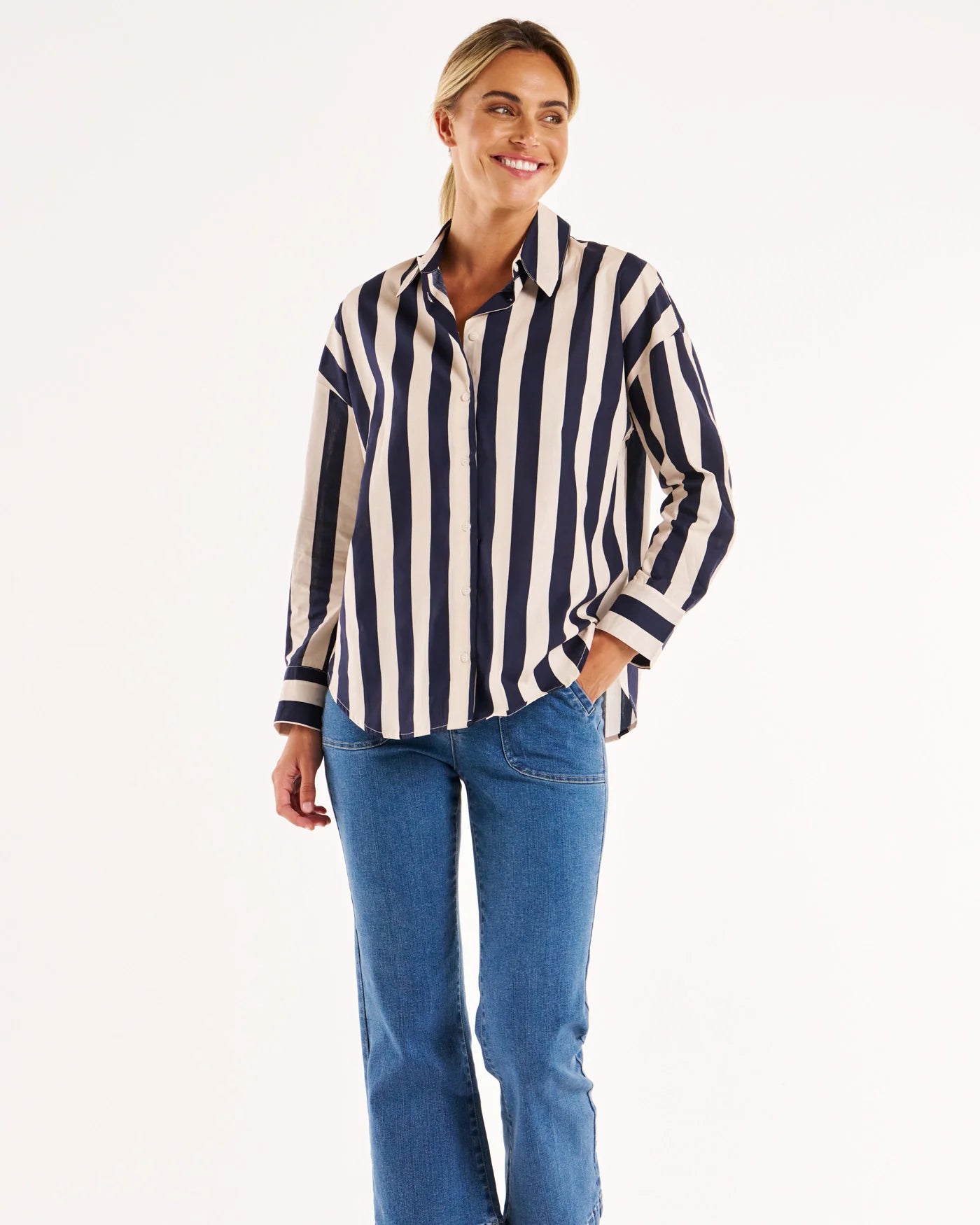 Betty Basics - Stripe Shirt - Navy Stripe