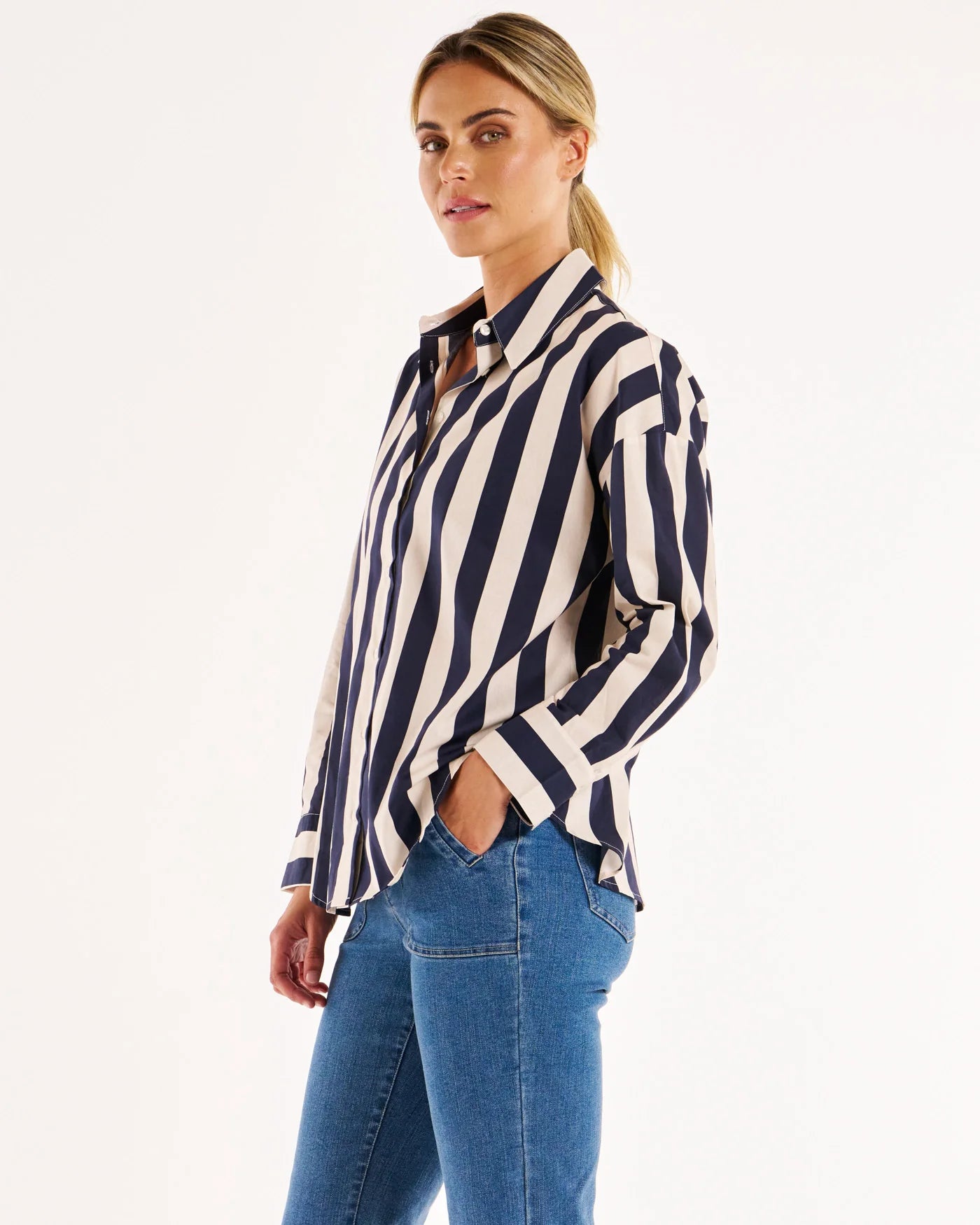 Betty Basics - Stripe Shirt - Navy Stripe