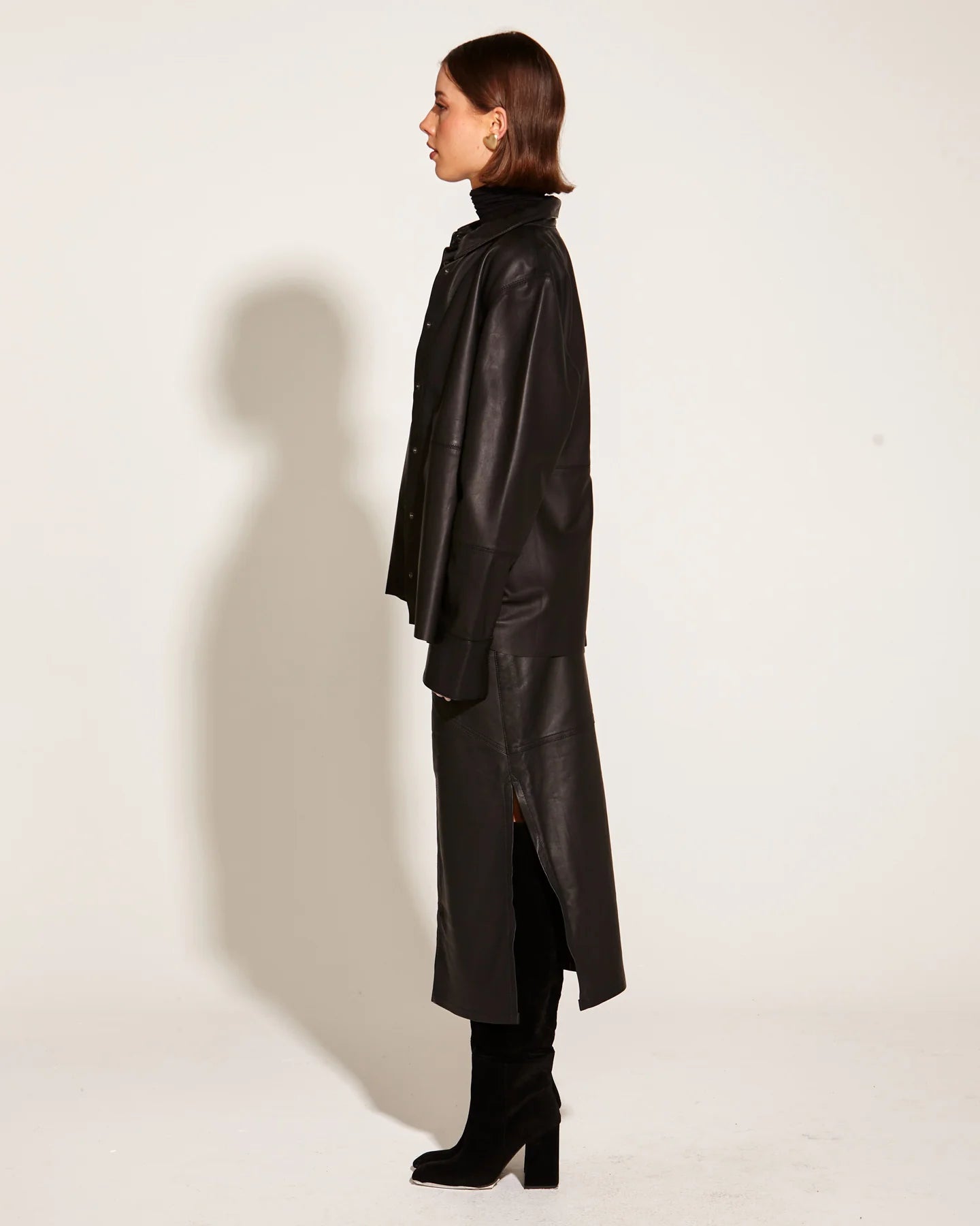 Fate & Becker - Underground 100% Leather Oversized Shacket - Black