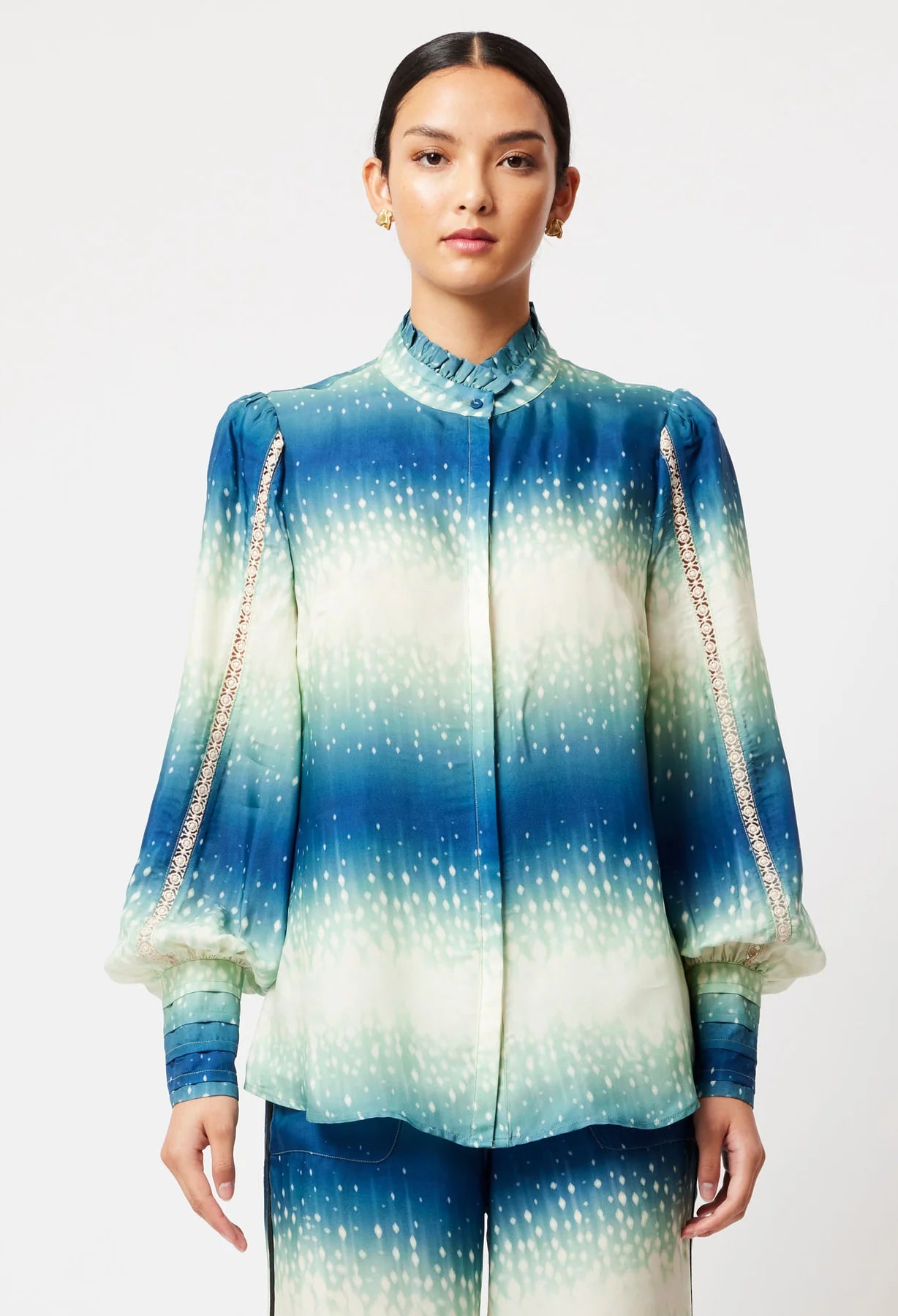 Sale - Once Was - Florence Cupro Viscose Shirt - Galaxy Print