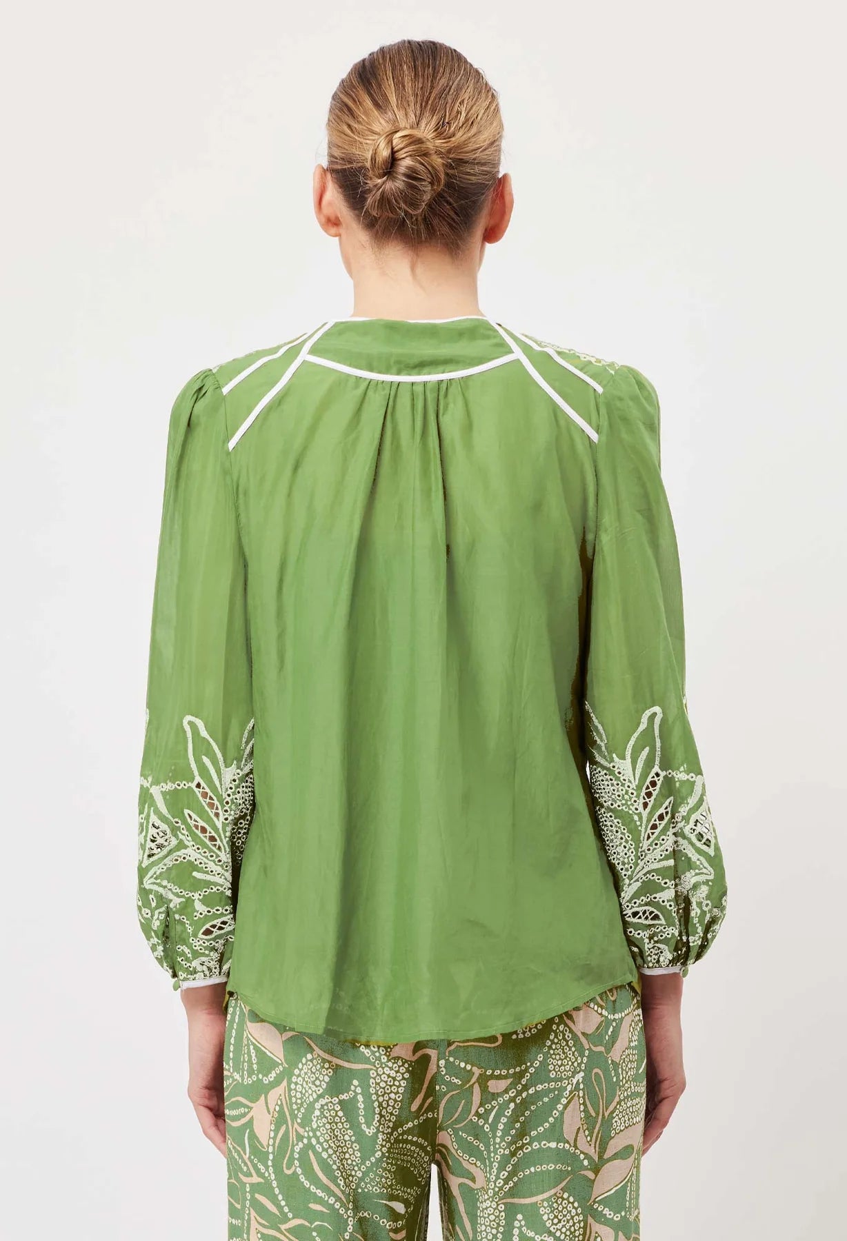 Once Was - Granada Embroidered Cotton Silk Top – Palm