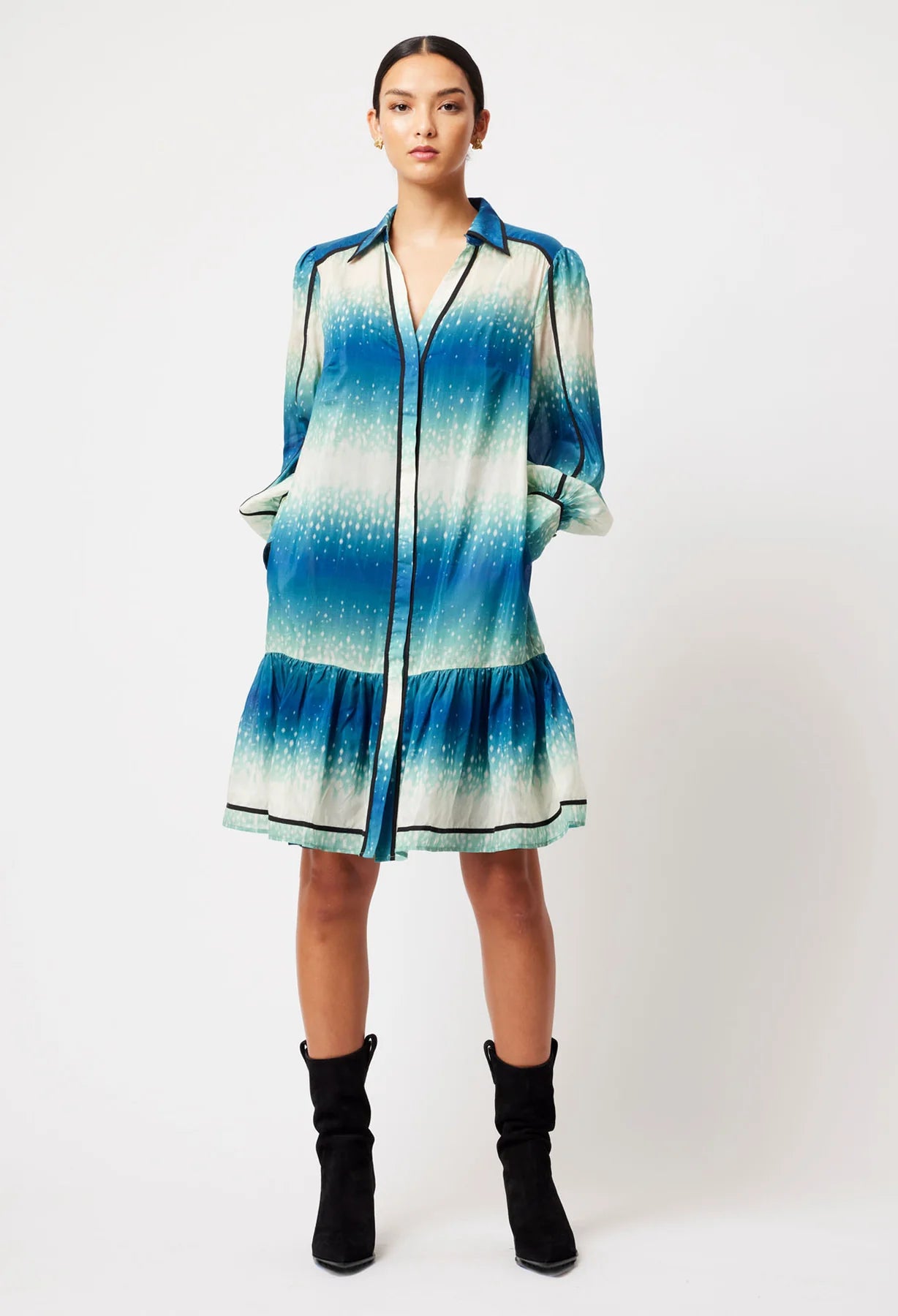 Sale - Once Was - Altair Cotton Silk Shirt Dress - Galaxy Print