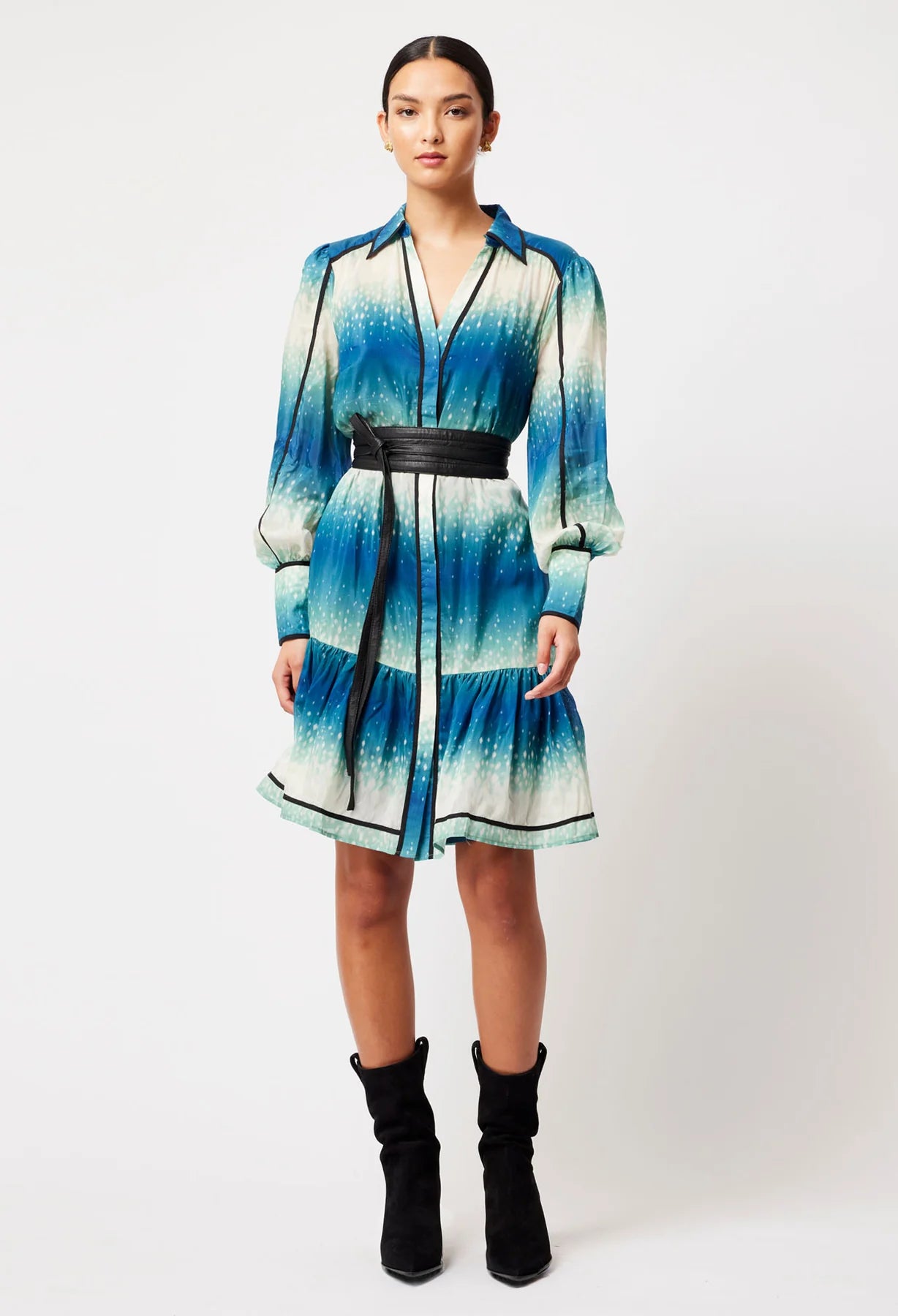 Sale - Once Was - Altair Cotton Silk Shirt Dress - Galaxy Print