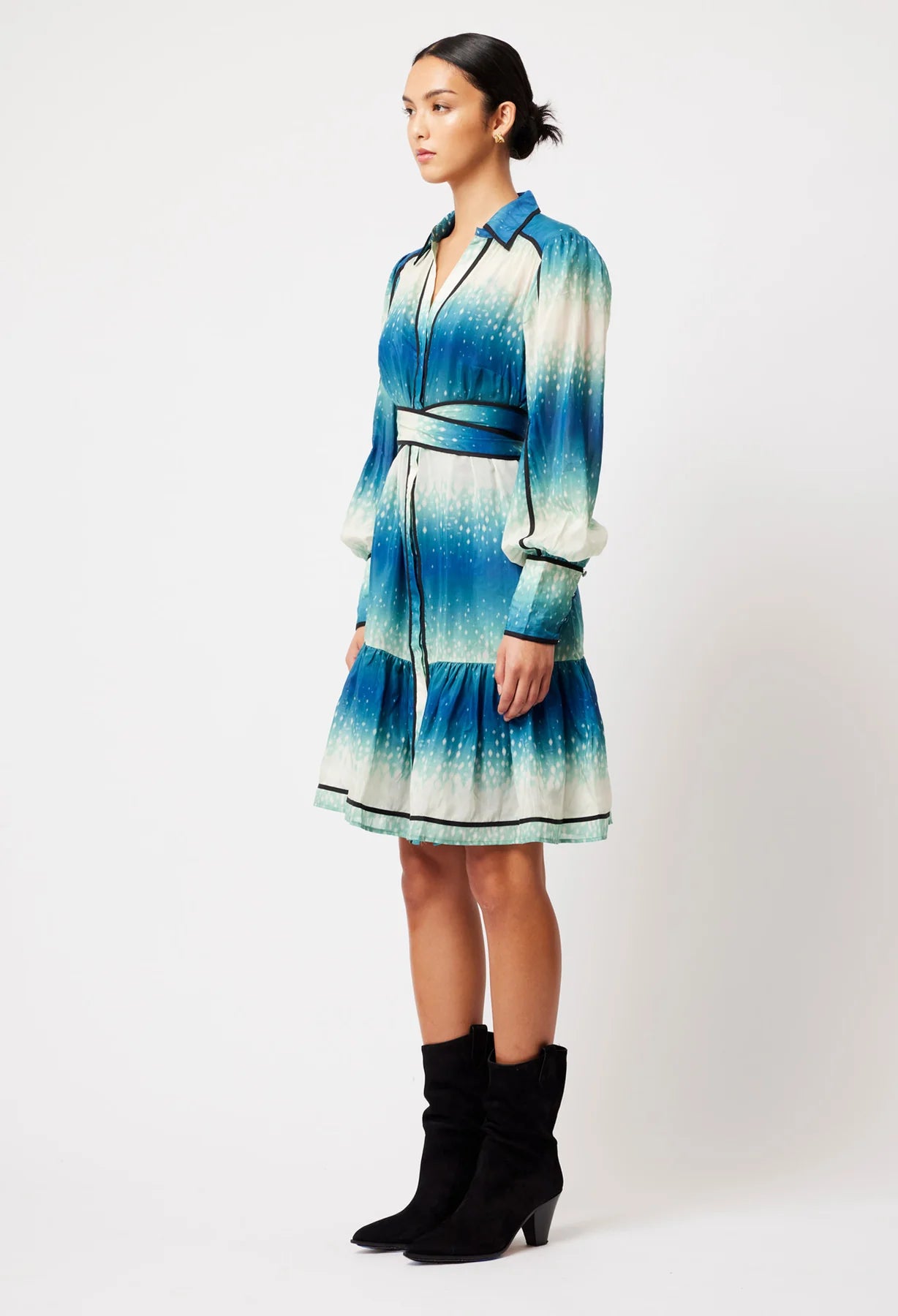 Sale - Once Was - Altair Cotton Silk Shirt Dress - Galaxy Print