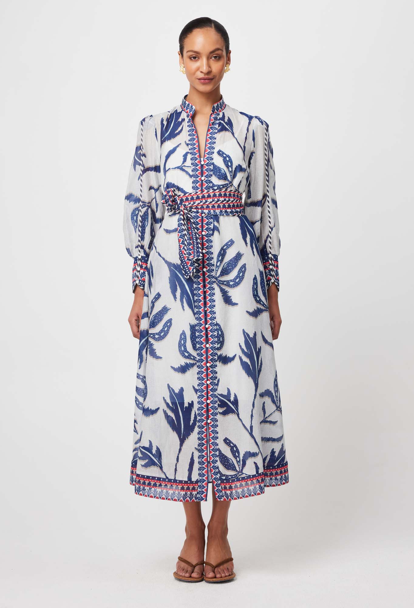 Once Was - Tierra Cotton Silk Dress - Palm Shadow