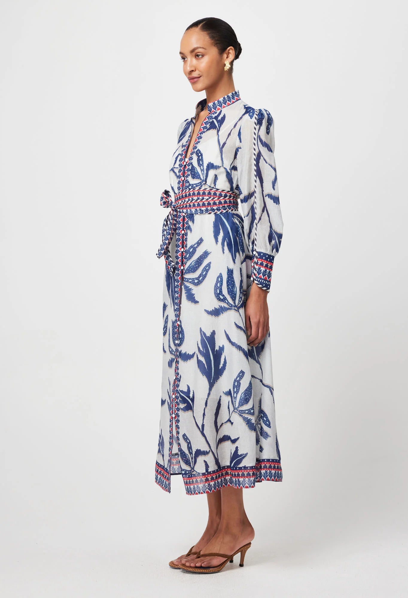 Once Was - Tierra Cotton Silk Dress - Palm Shadow