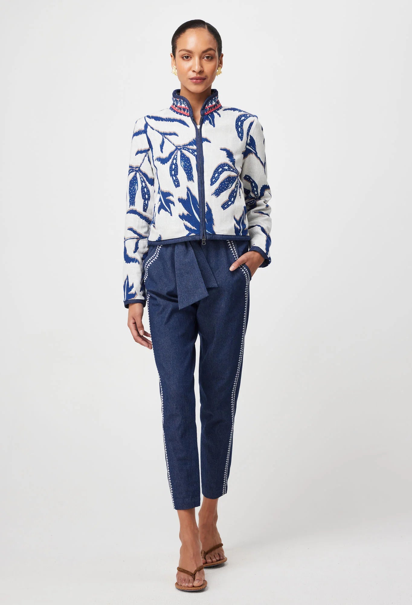 Once Was - Delray Reversible Embroidered Cotton Jacket - Palm Shadow