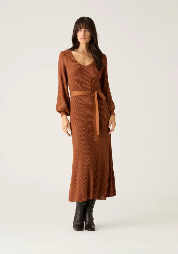 Mos the Label - Scarlet Knit Pattern Midi Dress - Copper