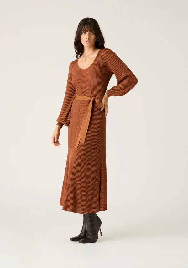 Mos the Label - Scarlet Knit Pattern Midi Dress - Copper