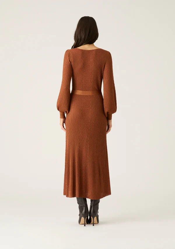 Mos the Label - Scarlet Knit Pattern Midi Dress - Copper