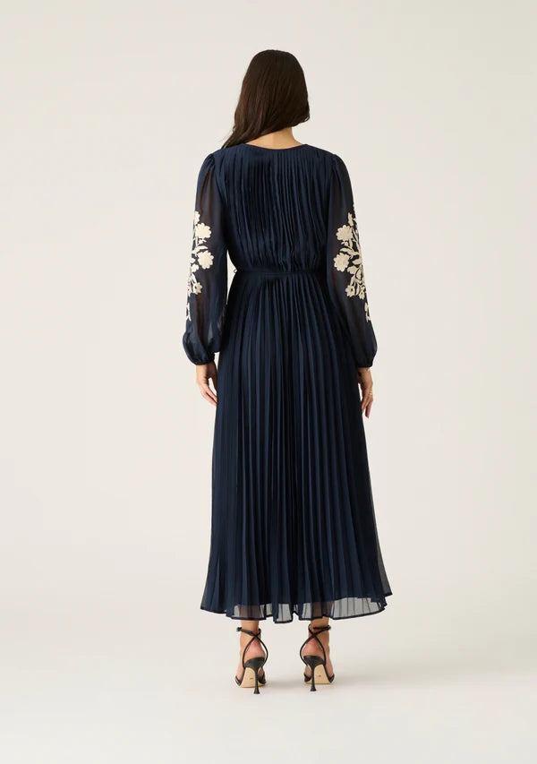 Mos the Label - Willow Pleat Maxi Dress - Navy