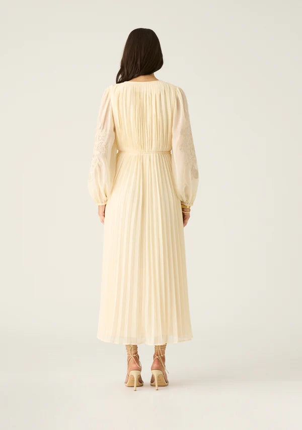 Mos The Label - Willow Pleat Maxi Dress - Ivory