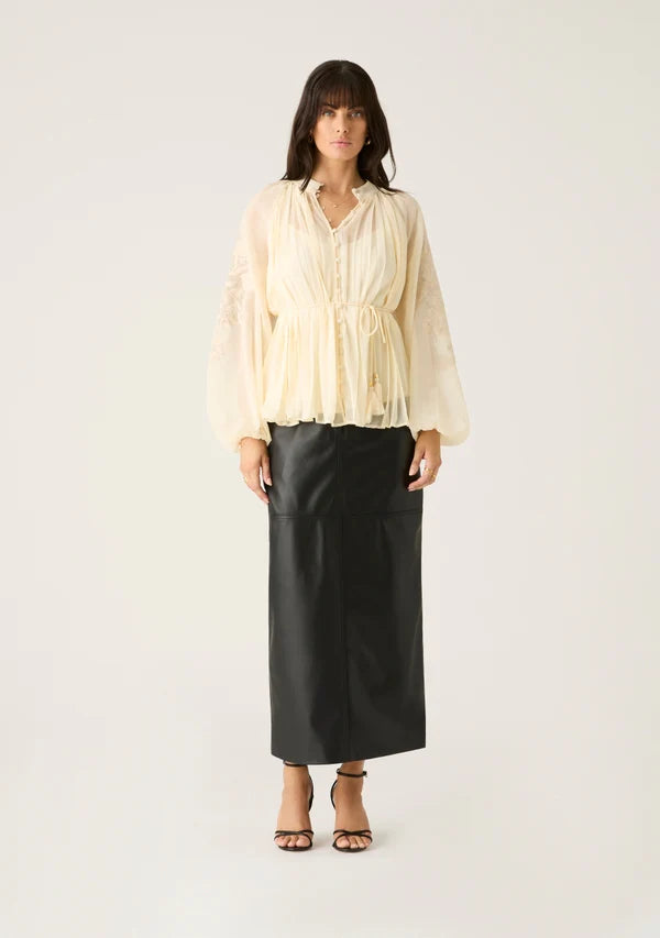 Mos the Label - Willow Pleat Blouse - Ivory