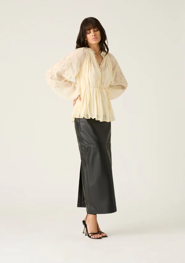 Mos the Label - Willow Pleat Blouse - Ivory