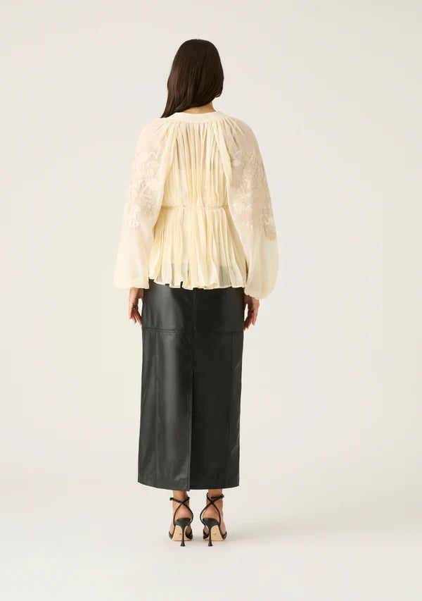 Mos the Label - Willow Pleat Blouse - Ivory