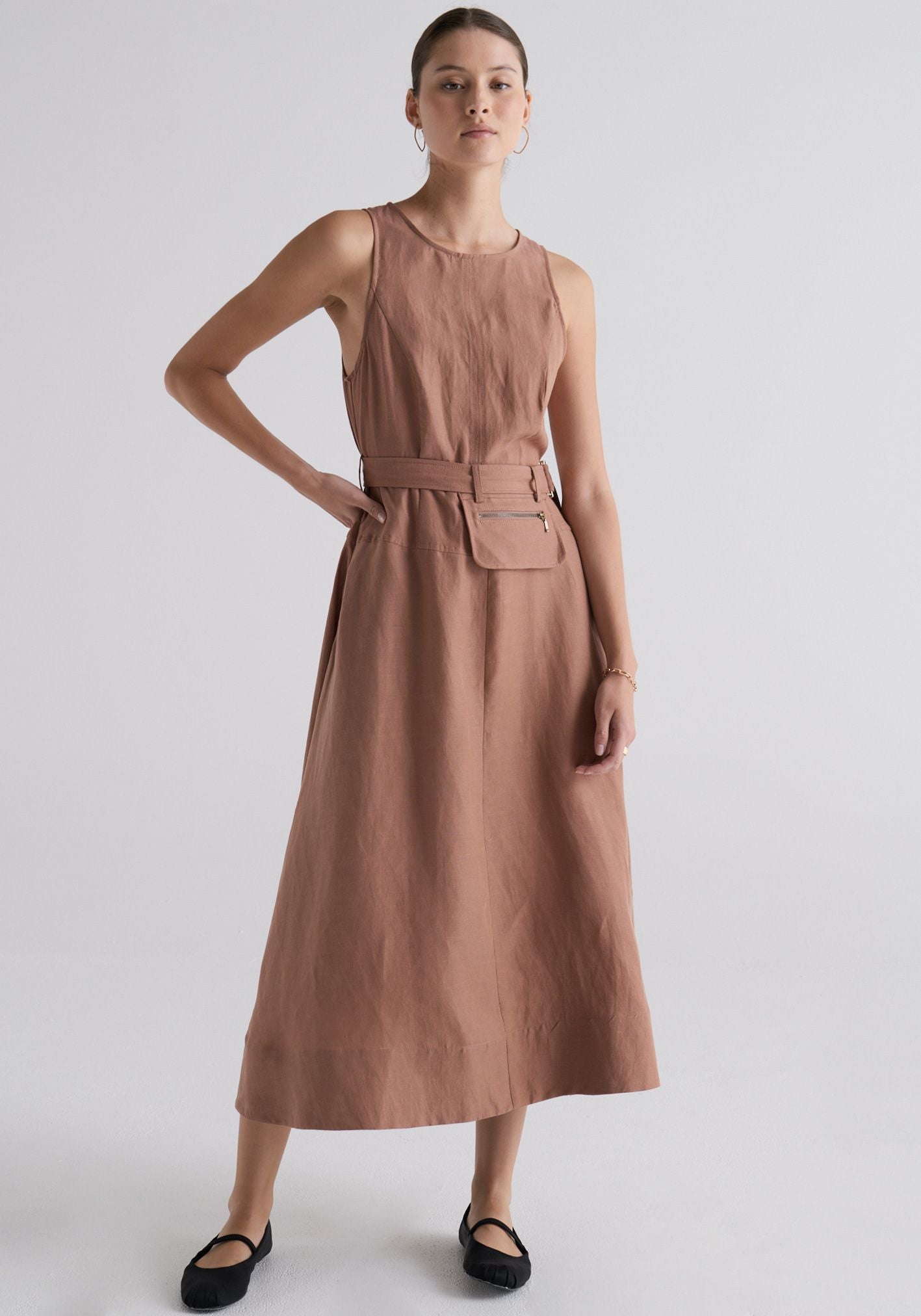 POL - Riley Belted Dress - Taupe